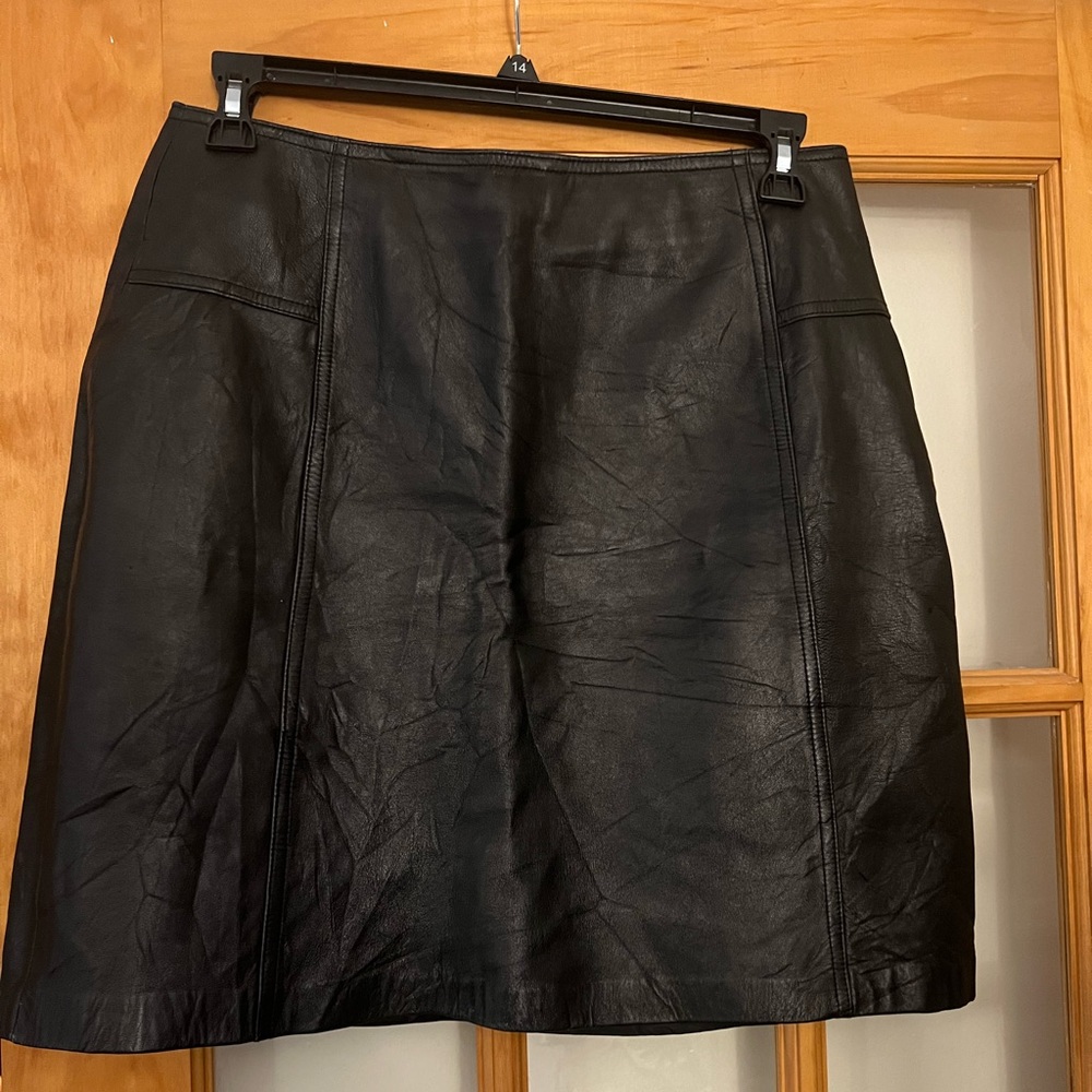 Vintage Willi Smith Black Leather Mini Skirt Size 12